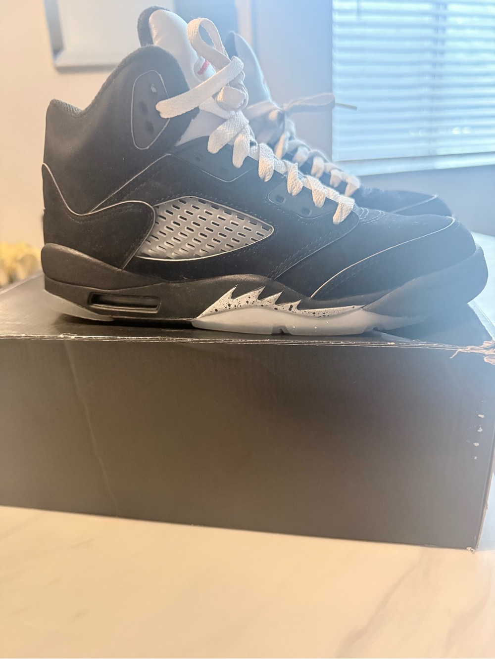 Jordan Men's Black and White High-Top Sneakers